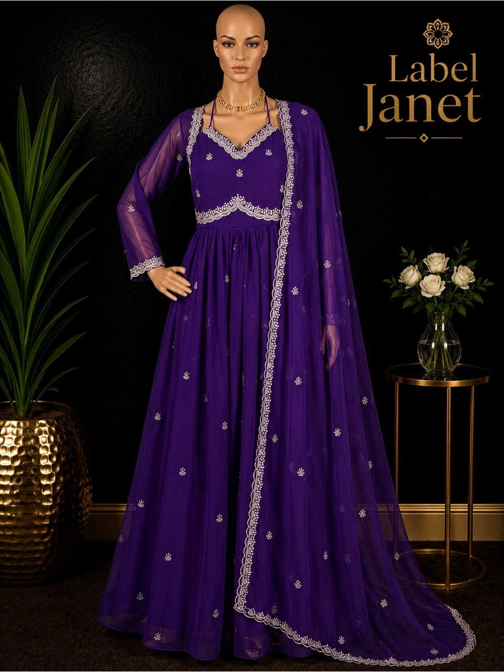 Brand new Purple Embroidered Women's Anarkali Dress (L - XL)